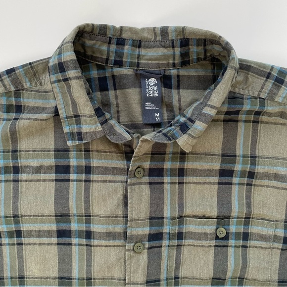 Mountain Hardwear Men's Green Black Plaid Button Down Size Medium - Picture 3 of 8